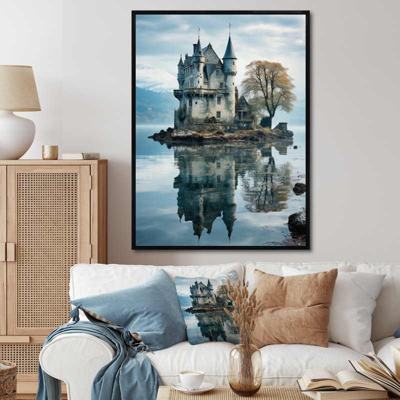 Yasleen Castles Dreamy Reflections II - reproduction sur toile, H 32 po x l 24 po x P 1 po, Cadre flottant noir