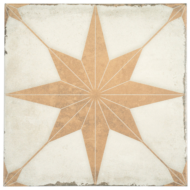 Faenza 8x8 White Terracotta Porcelain Square Motif Wall and Floor Tile (6.46 sq ft/case) - 15 Pack, Cotto/White