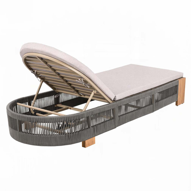 Patio PE Wicker Rattan Chaise Lounge without Cushions