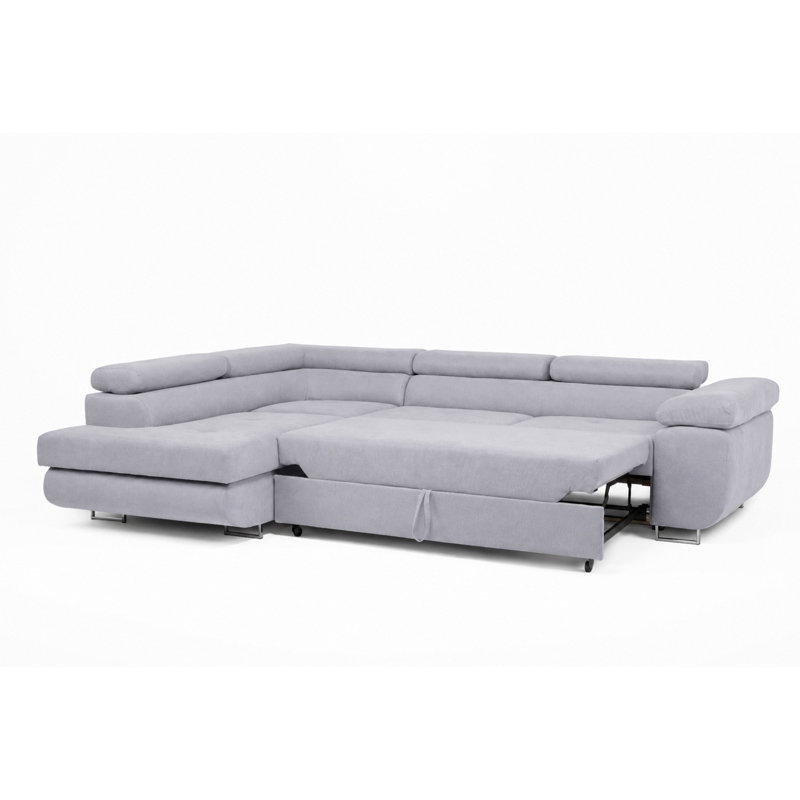 Flavius Corner Sofa Bed, Silver, Left Hand Facing