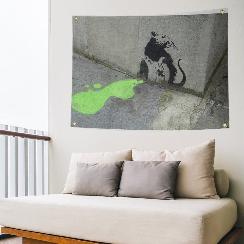 Tapisserie de rat toxique en polyester, H 50 po x l 59 po x P 1 po