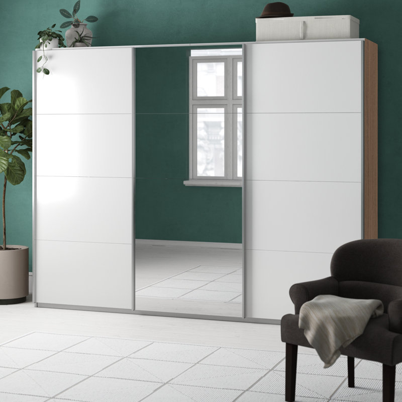 Gandra 3 Sliding Door Wardrobe 271 cm Oak Sonoma/Alpinwhite Mirror INCL. Delivery and Assembly