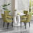 High Gloss Round Dining Table Set with 4 Velvet Dining Chairs-2044874349