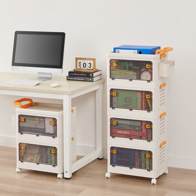 Aarn 4 - Piece Plastic Organizer, Stackable Storage Boxes with Lids Closet Organizer Boxes