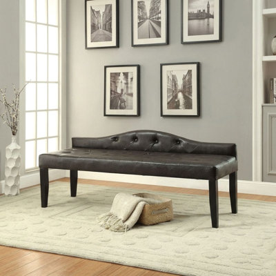 Bryson Banc en cuir brun de style contemporain