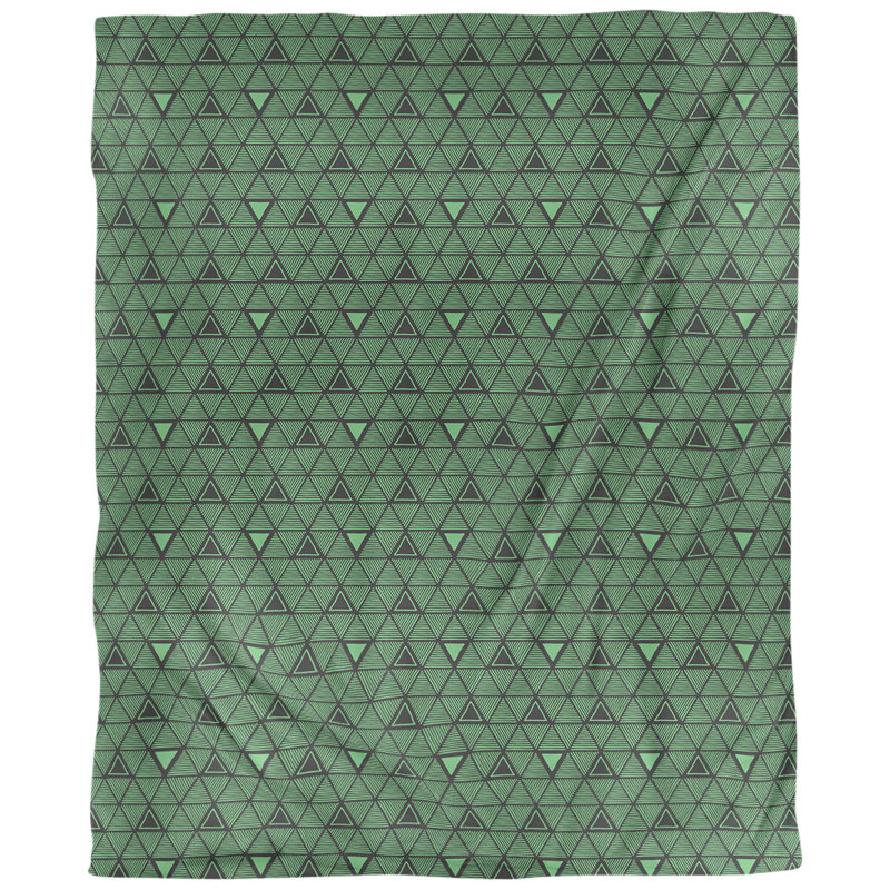 Tissu triangles tissé à la main, Vert, L 58 po x l 36 po, Sergé de coton