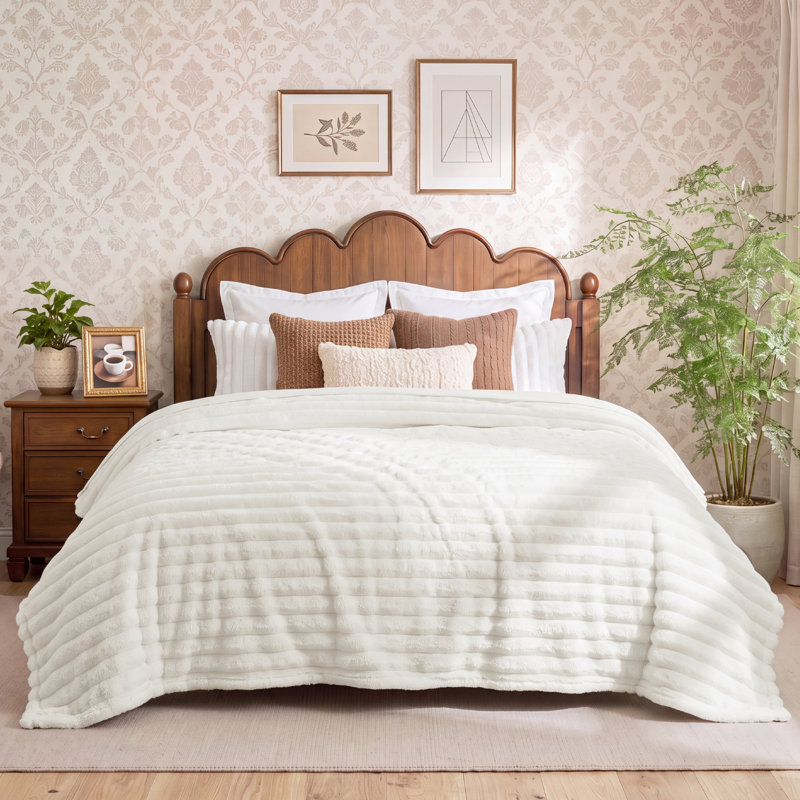 Couvre-lit de 349 g / m² pour lit - couvertures douillettes super douces, jolie petite couverture en molleton, motif à rayures plus larges