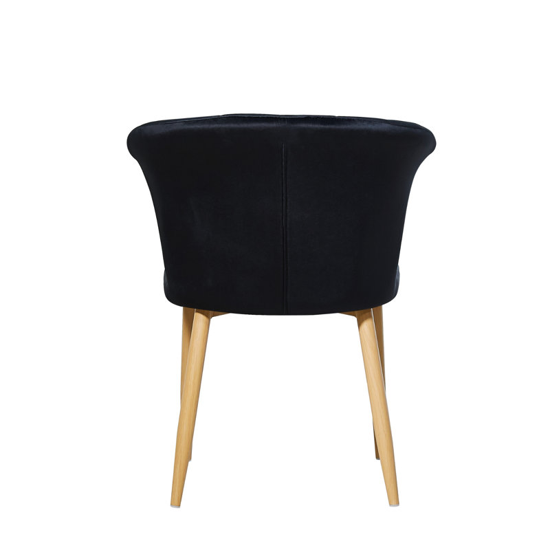 Siyana Modern Velvet Dining Chairs - Ergonomic Curved Back with Solid Wooden Legs , Black
