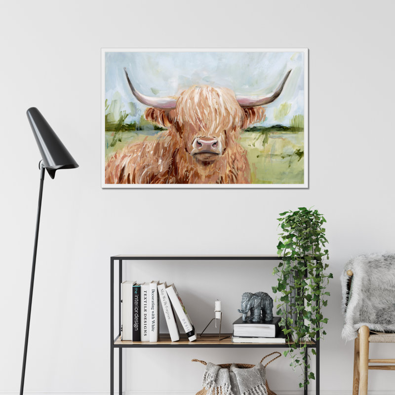Highland Grazer II' by Victoria Borges - Painting Print, 24cm H x 34cm W, White Framed Paper Print
