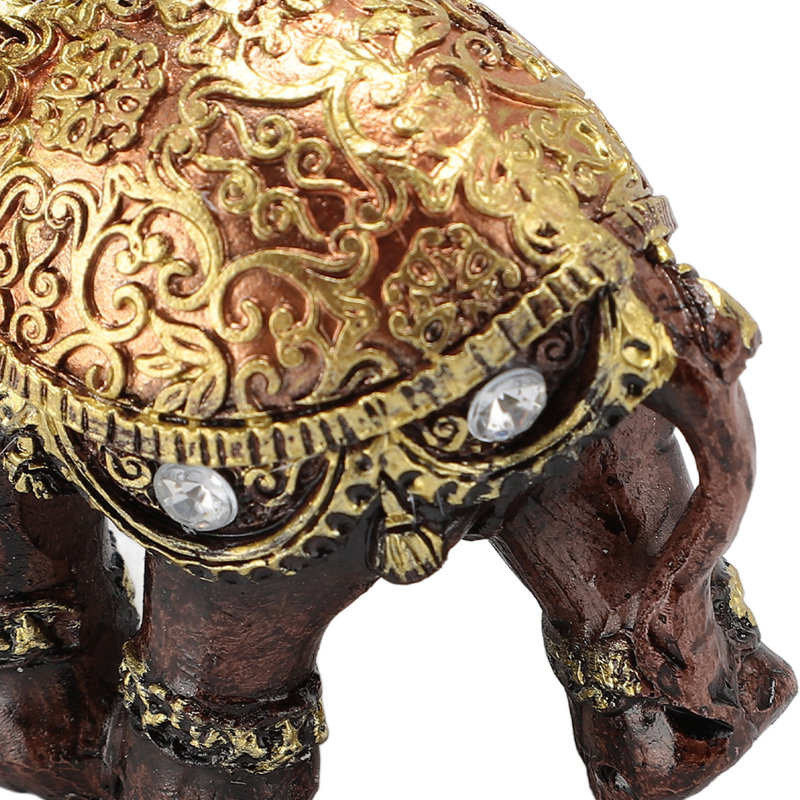 Figurine d'éléphant riche en résine Feng Shui Figurine décoration de la maison pour le salon cadeau de pendaison de crémaillère brun S