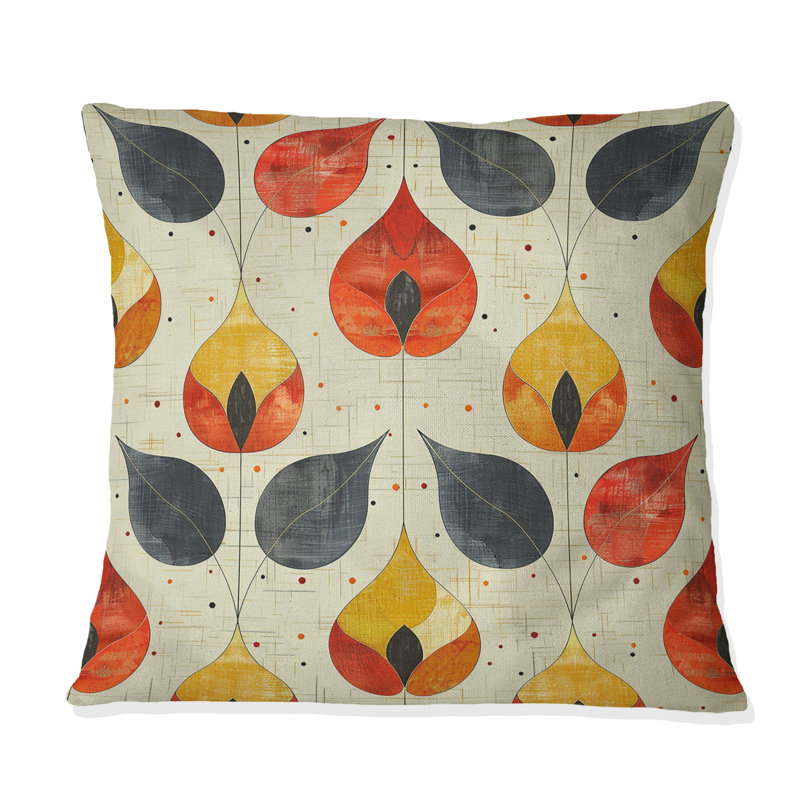 Coussin décoratif orange Midcentury Charm II - Midcentury, H 16 po x l 16 po
