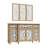 White & Wood Farmhouse Sideboard Buffet With 2 Doors & Drawers, Carved Cutout Storage Cabinet