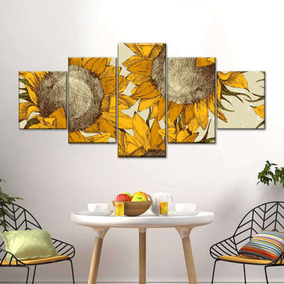 Yellow Sunflowers Multi Piece Canvas Print