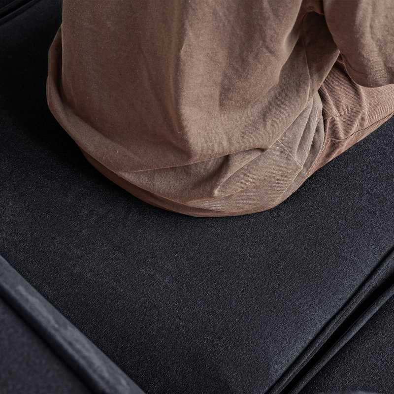 Canapé modulaire 3 pièces avec repose-pieds, Velours noir nuage