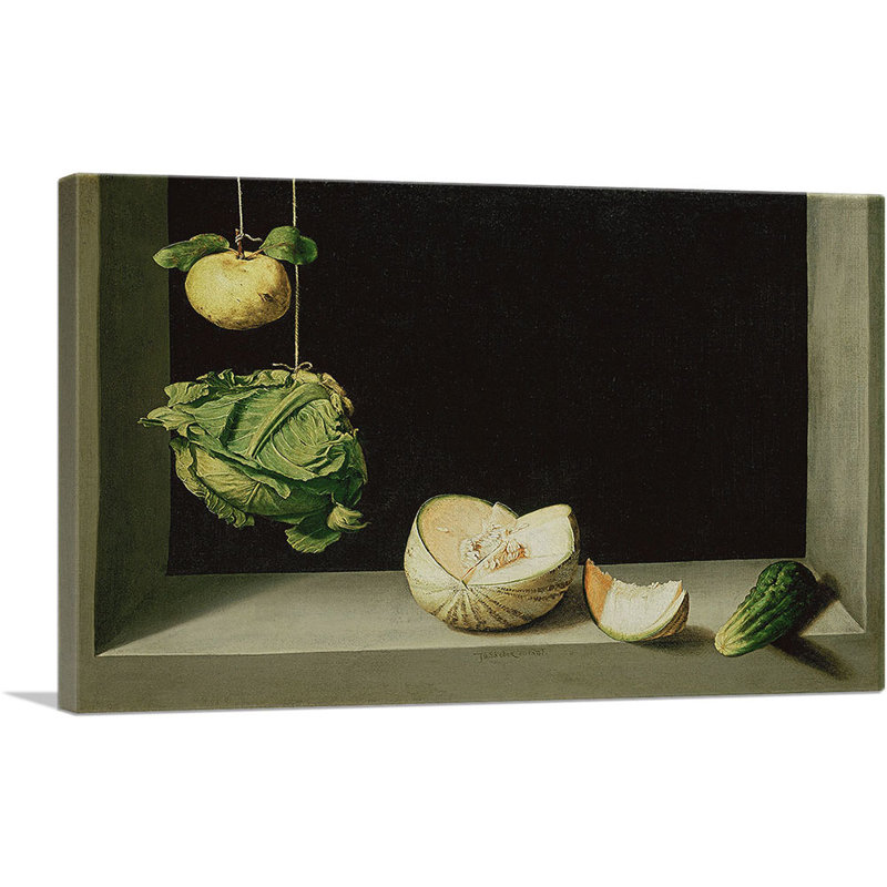 Nature morte avec coing, chou, melon et concombre 1602 par Juan Sanchez Cotan - reproduction d'art sur toile tendue