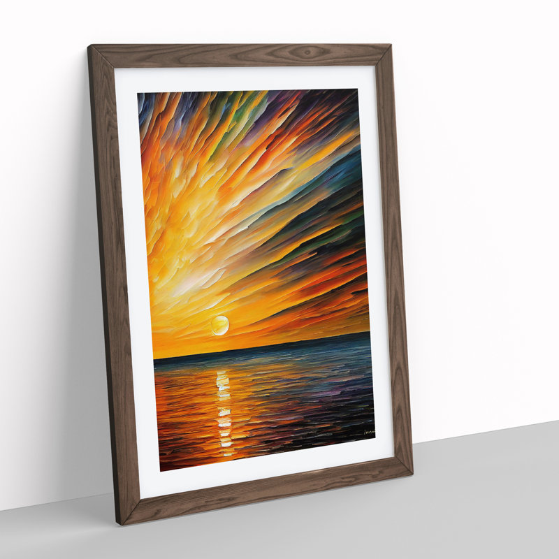 XV1022-3018X Ocean Sunrise No.5 - Single Picture Frame Print, 64cm H x 46cm W, Walnut