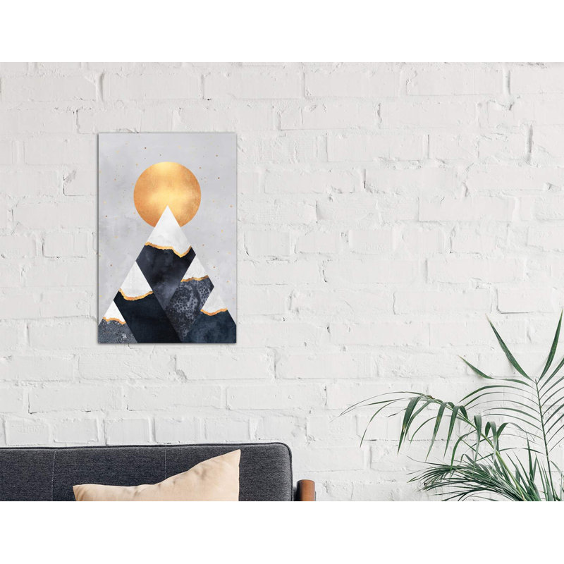 Winter Mountains - Print on Canvas, 66.04 cm H x 45.72 cm W, Brown Framed