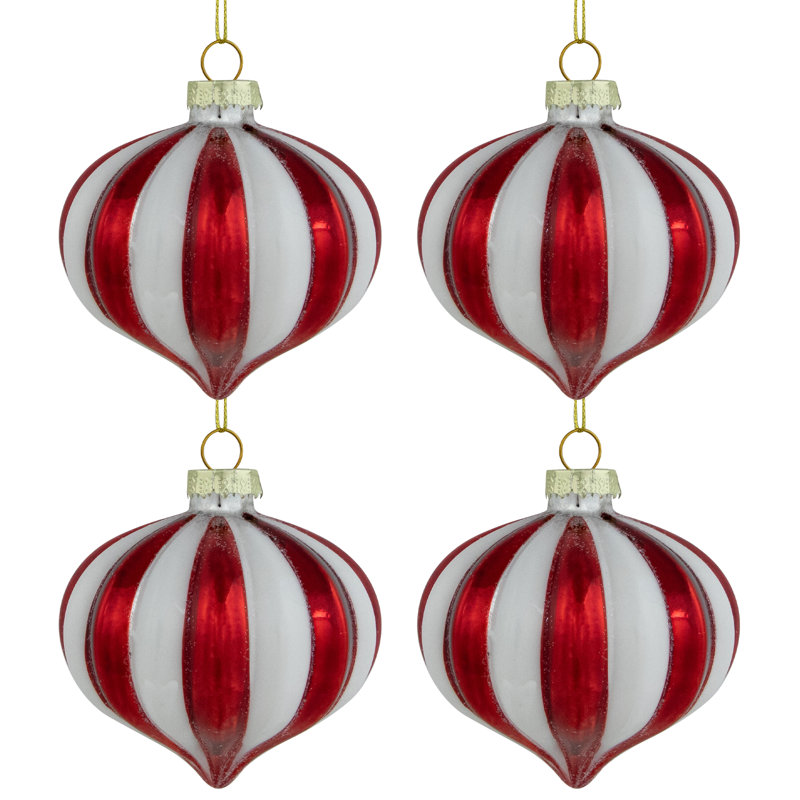 3'' Striped Glass Candy Canes Finial Ornament