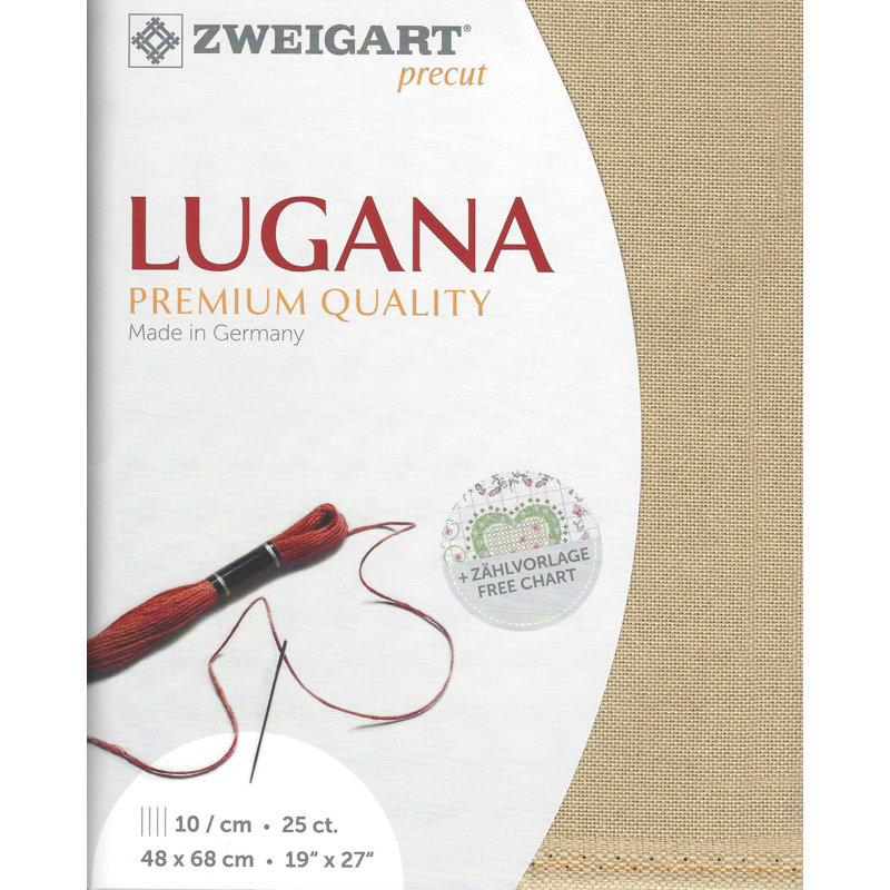 Prédécoupé Zweigart Lugana 25 lumières moka 3835/309, Moka