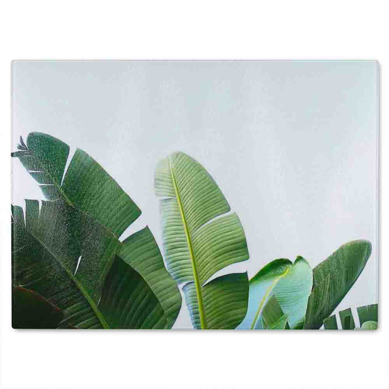Banana Leaves Glass Chopping Board