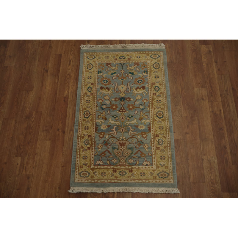 Tapis égyptien bleu fabriqué à la main et parfait pour la décoration traditionnelle de maison 2 x 3
