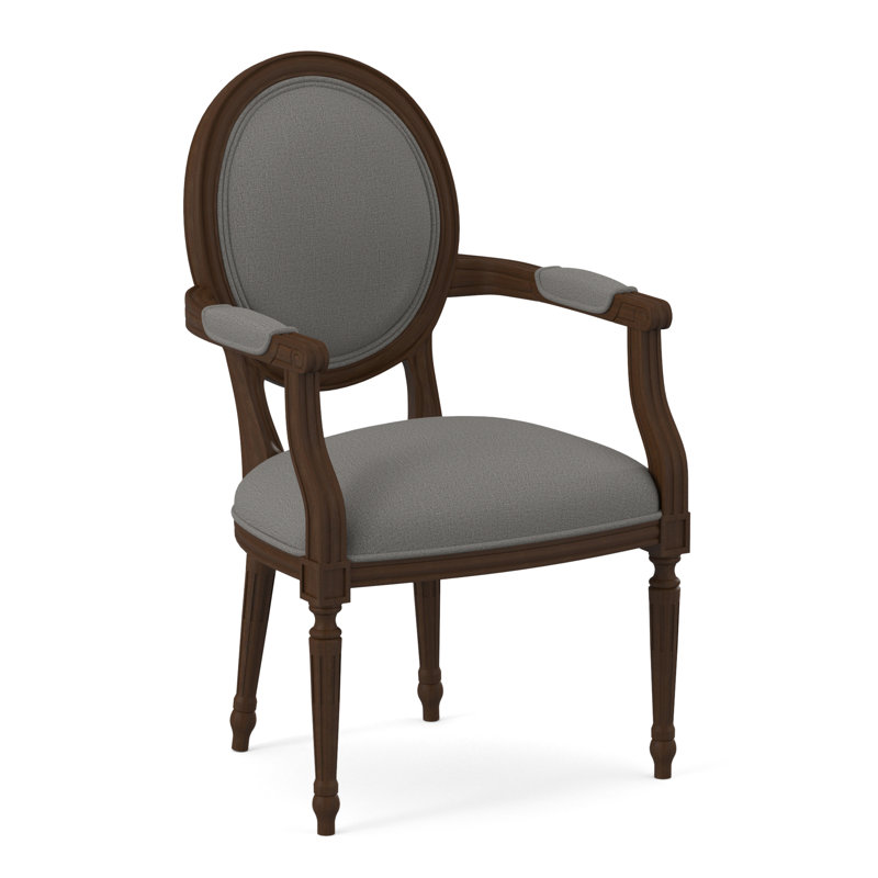 Chaise avec accoudoirs en tissu Dauphin, Noyer noir, Ciel Kinsley