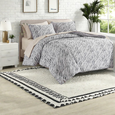Ensemble de literie Twin XL, en microfibre de polyester grise, de style moderne