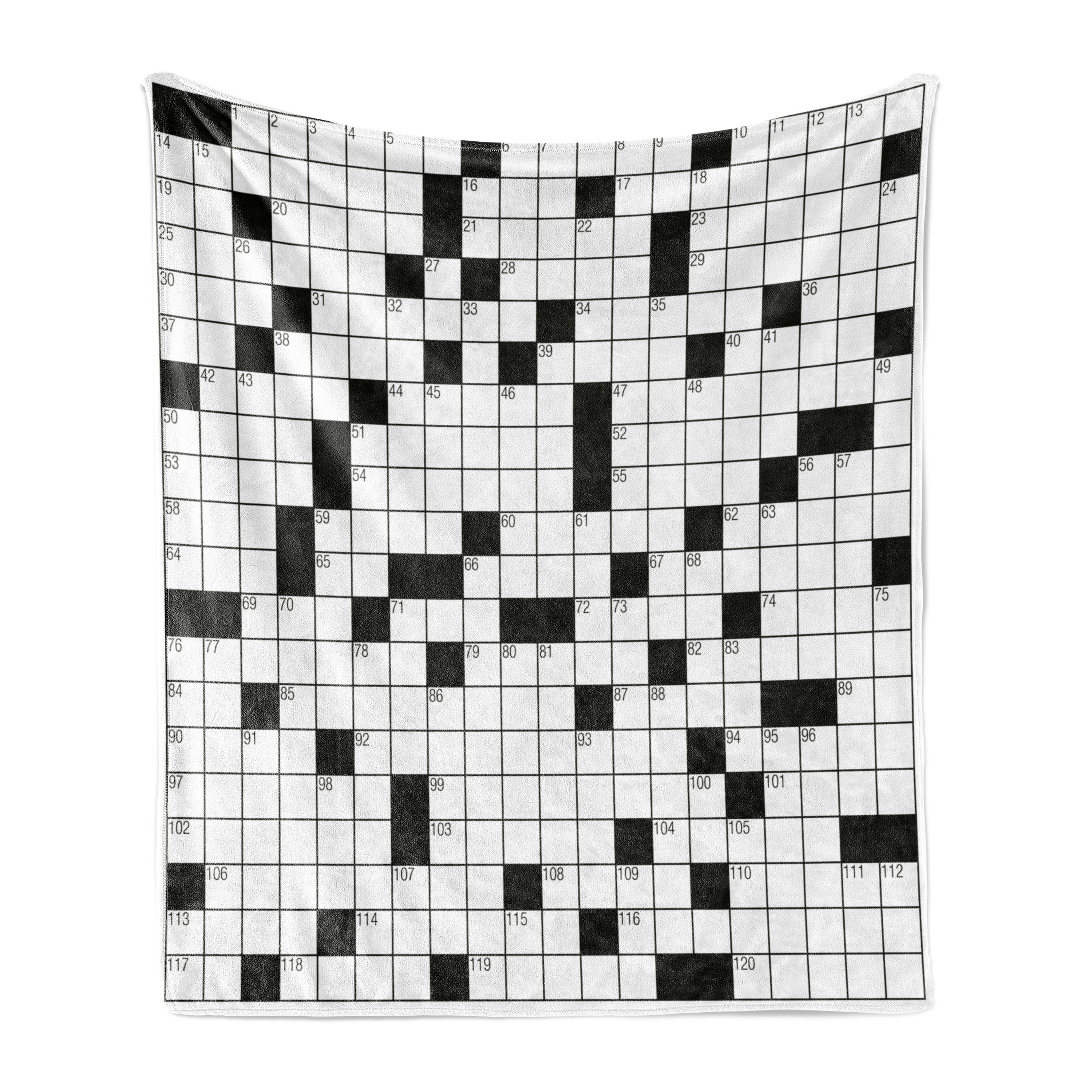Ambesonne Word Search Game Fleece Throw Blanket Crossword Boxes Black