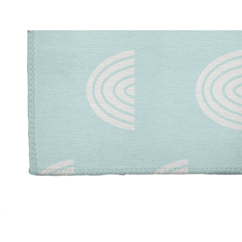 Bows Colorized Kids Play Mat, Rectangle 5' x 7', Sky Blue/Ivory