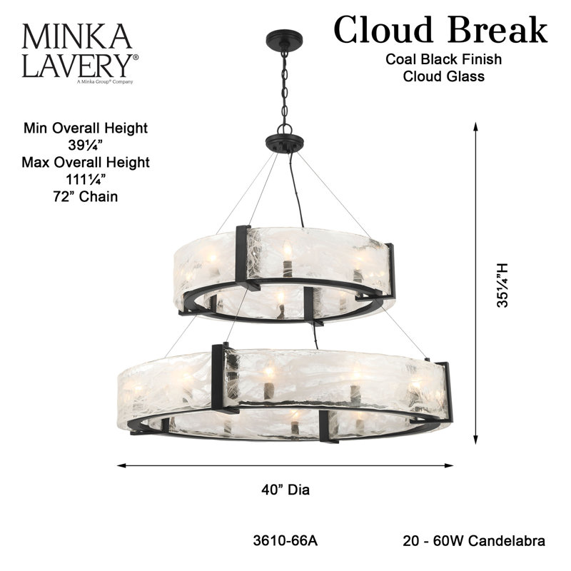 Cloud Break 20 - Light Steel Chandelier
