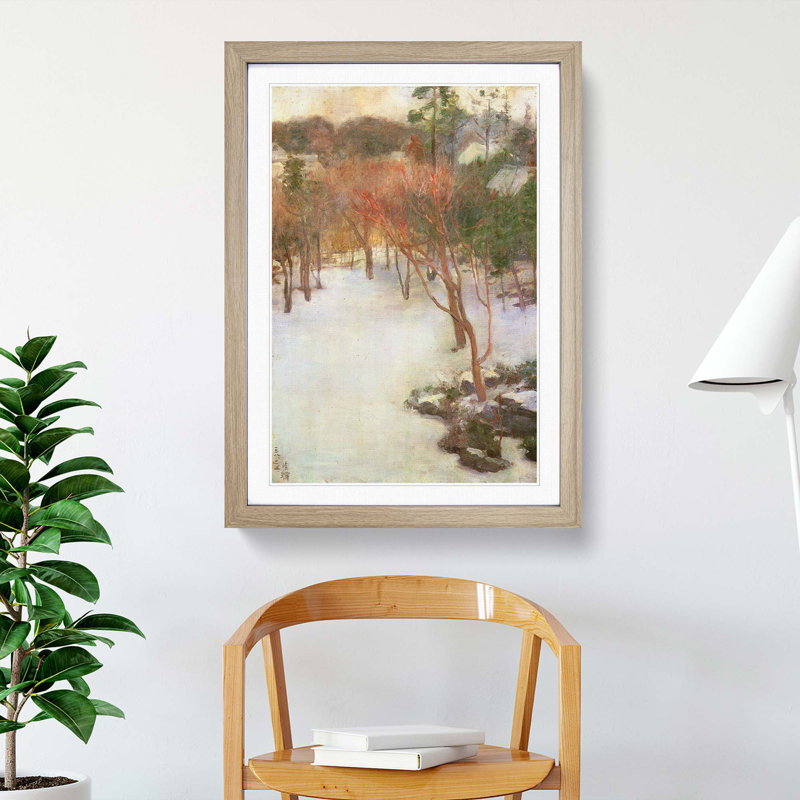 Snow in the Garden by Kuroda Seiki - Picture Frame Painting Print on MDF, Oak Framed, 36cm H x 27cm W x 2cm D