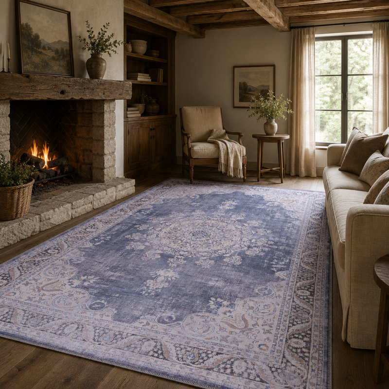Vintage Look Cotton and Chenille Flatweave Area Rug, 60 x 100 cm