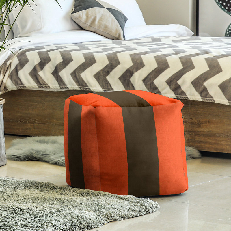 Repose-pieds cubique Tennessee, H 13 po x l 13 po x P 13 po, Orange / Brun