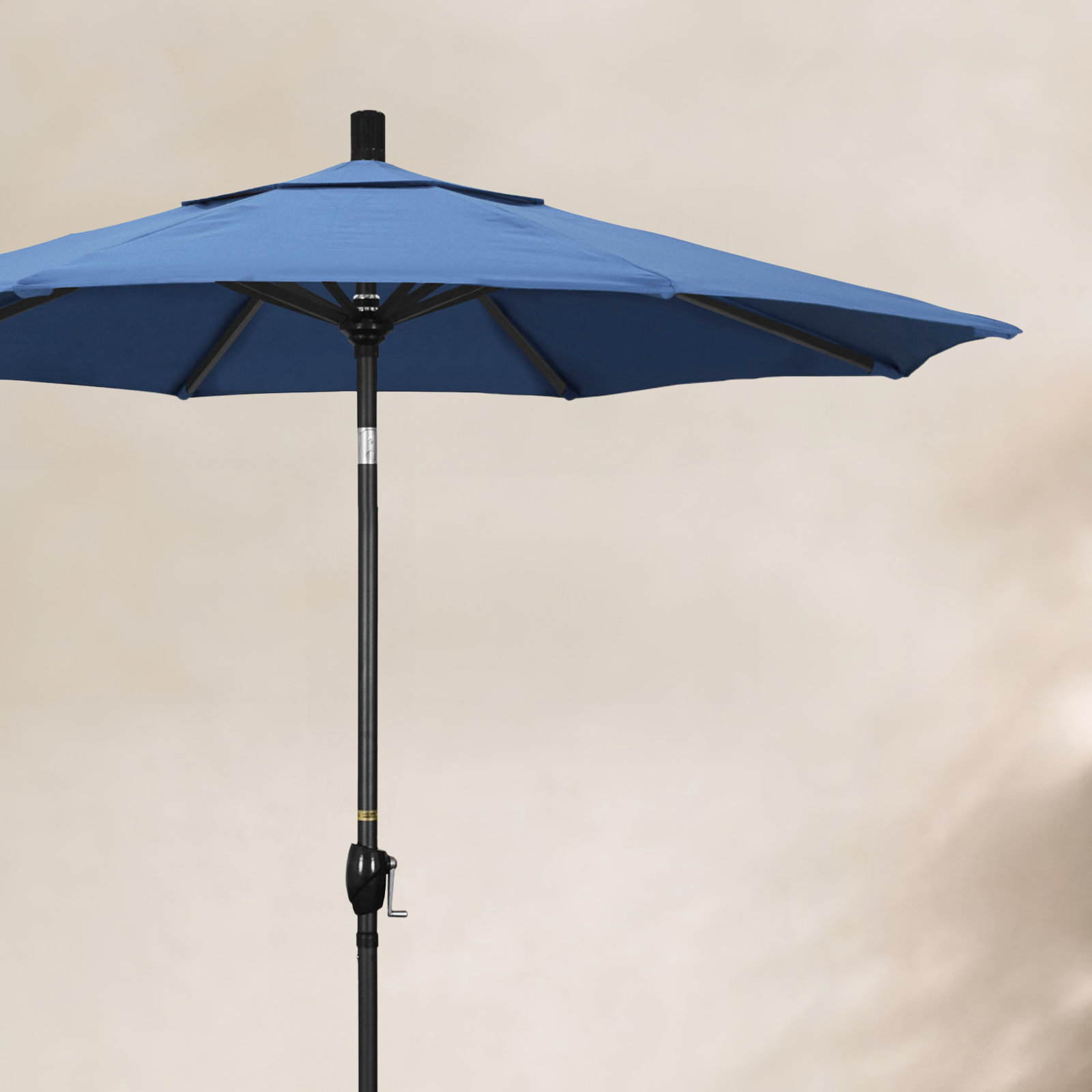 90'' Outdoor Umbrella, Frost Blue Performance, Olefin, Black