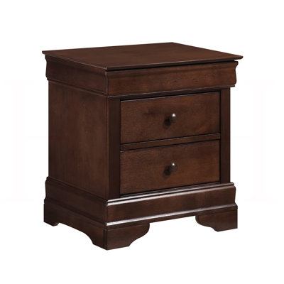 Nightstand with Drawers – Brown Cherry Finish, Okume Veneer, Bedroom Furniture, 1 Piece Only