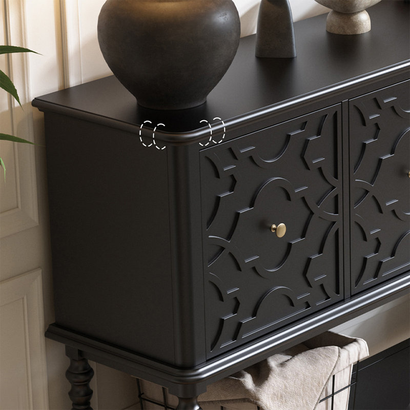 Black Solid Wood Rectangular Console Table, 39.37" H x 53.15" W x 15.75" D