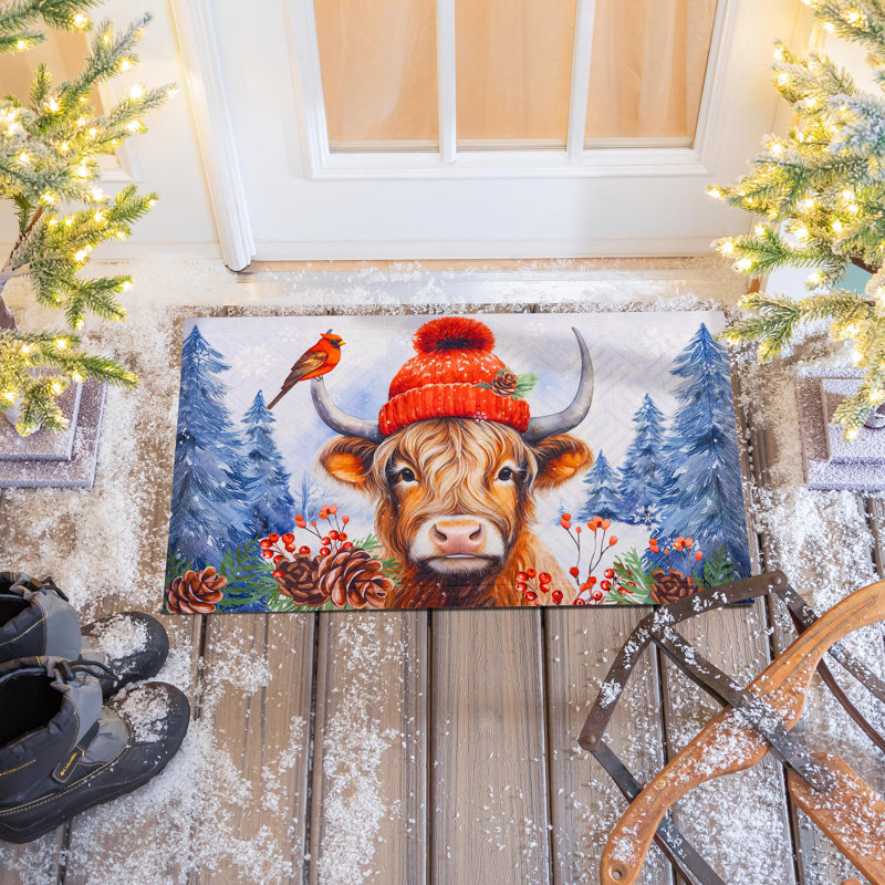 Bundled Up Highland Cow Embossed Mat