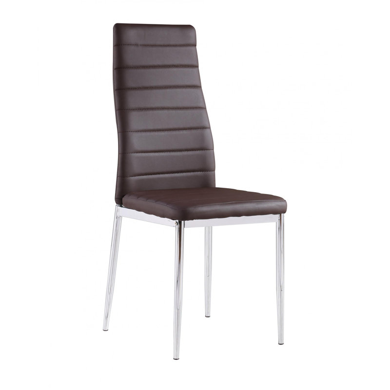 Ginnifer Upholstered Dining Chair, Grey, Chrome