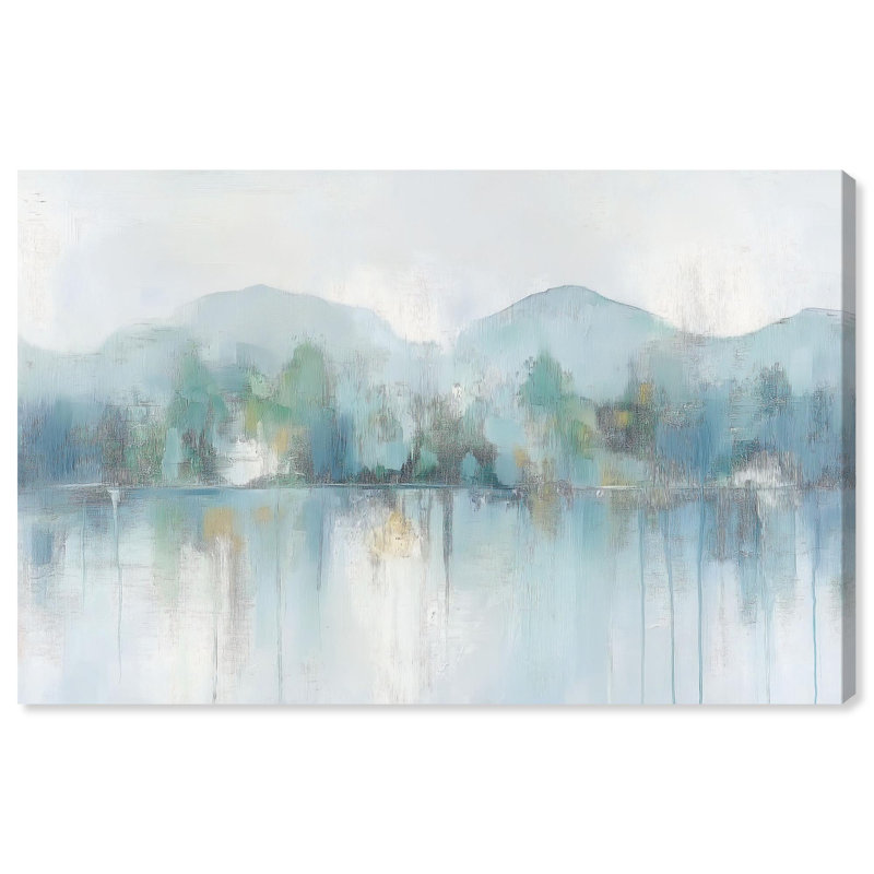 «Mirrored Aqua Dream II», art mural bleu sarcelle par , Toile tendue, H 24 po x l 24 po