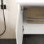 Meuble-lavabo mural moderne et polyvalent de 91 cm (36 po) avec lavabo en céramique, meuble-lavabo suspendu avec poignées à 45 degrés, portes à fermeture douce et 2 étagères latérales ouvertes, grand espace de rangement, blanc