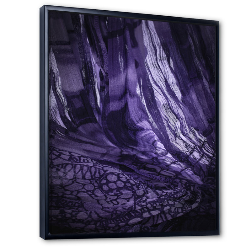 Ornement encre mauve - reproduction d'art sur toile encadrée, H 20 po x l 12 po x P 1 po, Cadre flottant noir