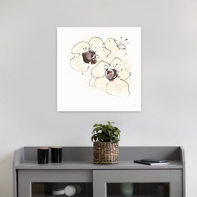 Ivoire, coquelicots I, art contemporain des coquelicots, H 18 po x l 18 po
