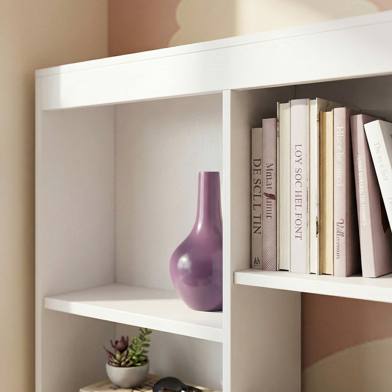 Grand lit plateforme avec rangement et tête de lit, tablettes latérales et prises intégrées