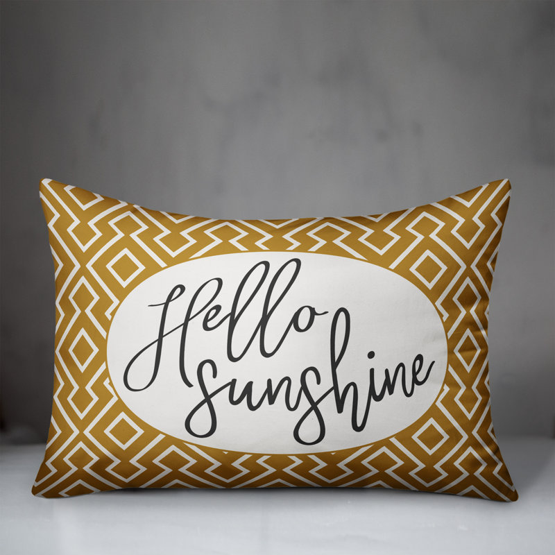 Geometric Outdoor Reversible Throw Pillow, Yellow