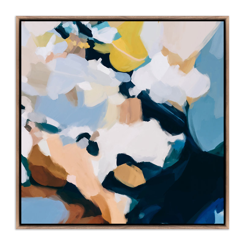 Delta Painting by Patricia Vargas, 40" H x 40" W x 2" D, Dark Brown Floater Framed