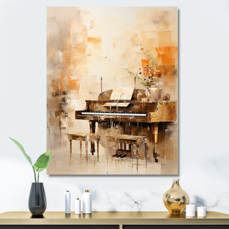 «Warm Melody Piano II - Music», art mural, Cadre flottant noir, H 20 po x l 12 po x P 1 po