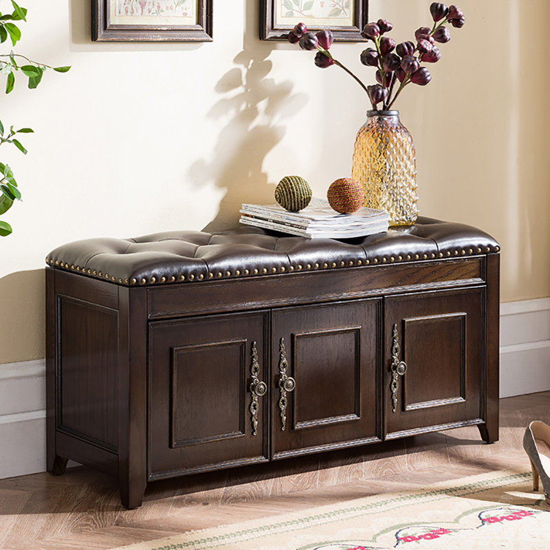 Shoe Storage Bench, 19.7" H x 47.2" W x 13.8" D, Brown/Dark Walnut