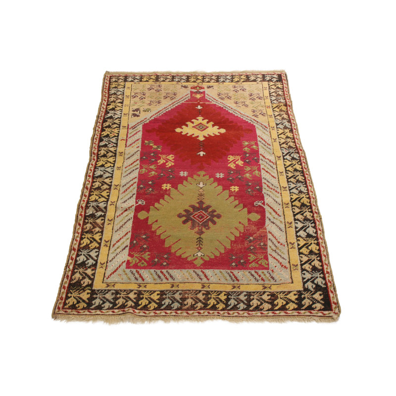 One-of-a-Kind 3'3" X 5'7" Before 1900 Wool Area Rug in