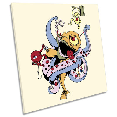 X8827 Octopus Funny Cute Character 1 Piece Wrapped Canvas Wall Art