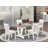 5-Piece Dinette Set Consists of a Distressed Jacobean Kitchen Table and 4 Cream Linen Fabric Padded Chairs with High Back - Wire Brushed Linen White-85692390-130066746-85692385